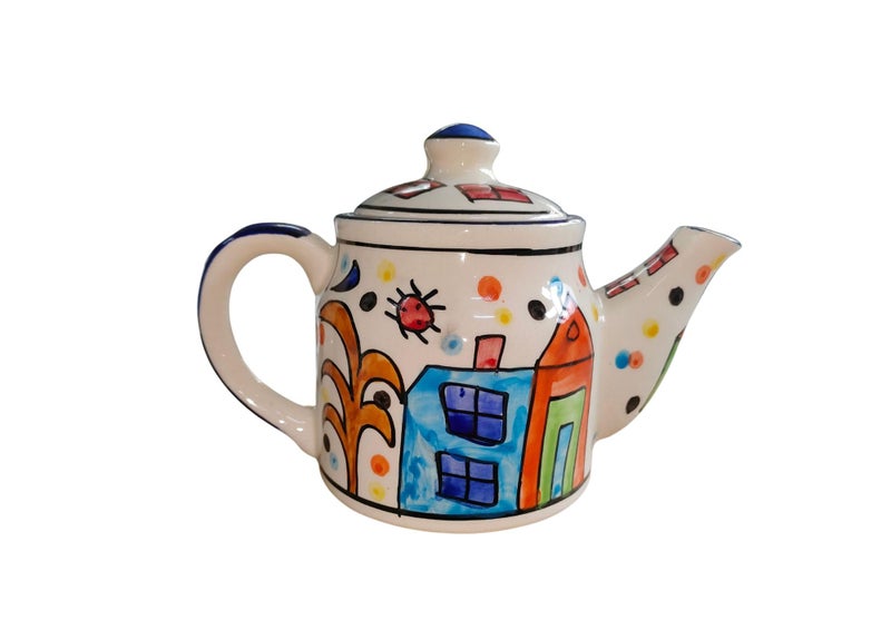 FabSeasons Ceramic Set of Teapot, Plate & 4 Coffee Cups, Proudly Handmade in India - Image 2