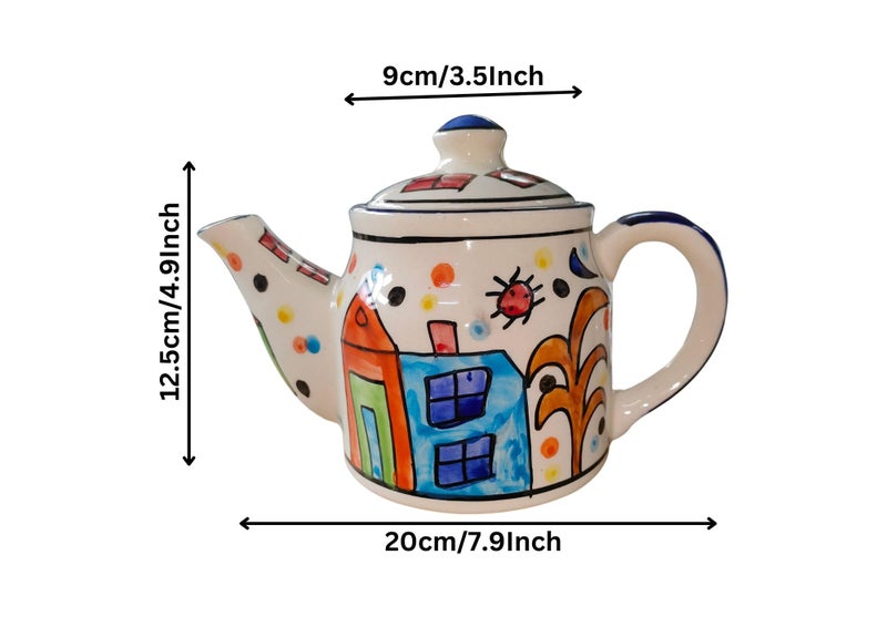 FabSeasons Ceramic Set of Teapot, Plate & 4 Coffee Cups, Proudly Handmade in India - Image 5