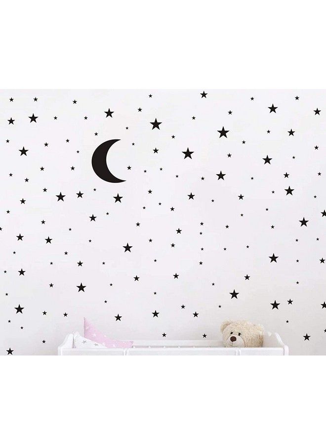 JURUOXIN Moon And Stars Wall Decal Vinyl Sticker For Kids Boy Girls Baby Room Decoration Good Night Nursery Wall Decor Home House Bedroom Design Pack Of 178Pcs (Black) - Image 1