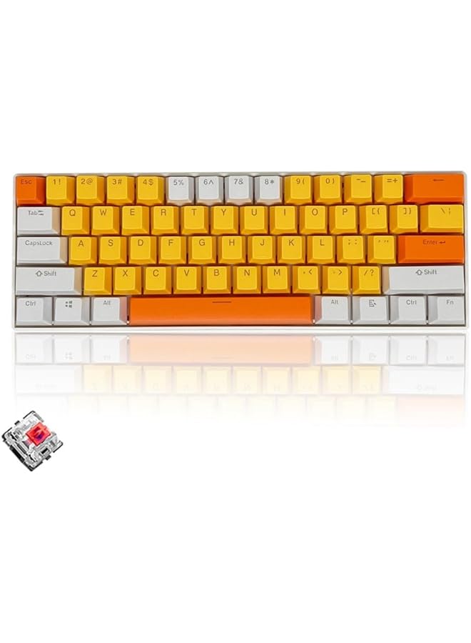 61 Keys Rgb Gaming Keyboard 60% Mini Wired Waterproof With Anti Ghosting Keyboard And Three Color Keycaps With Red Switch For Gamers(Yellow White And Orange) - Image 1