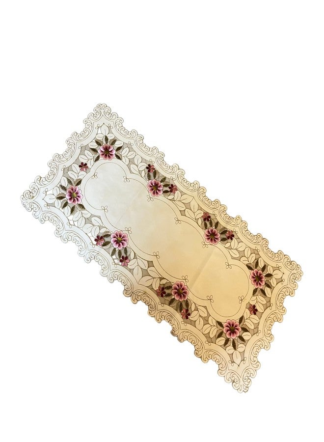 MONKDECOR Satin Embroidery Centre Table Runner (Size-16x33 Inches) Satin_D4 - Image 3