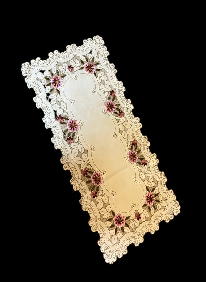 MONKDECOR Satin Embroidery Centre Table Runner (Size-16x33 Inches) Satin_D4 - Image 4