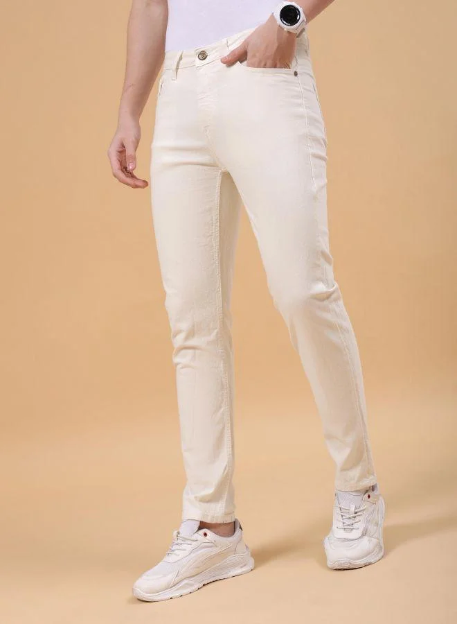 The Indian Garage Co  Men Slim Fit Solid Mid-Rise Stretchable Jeans for Men | Best Price UAE