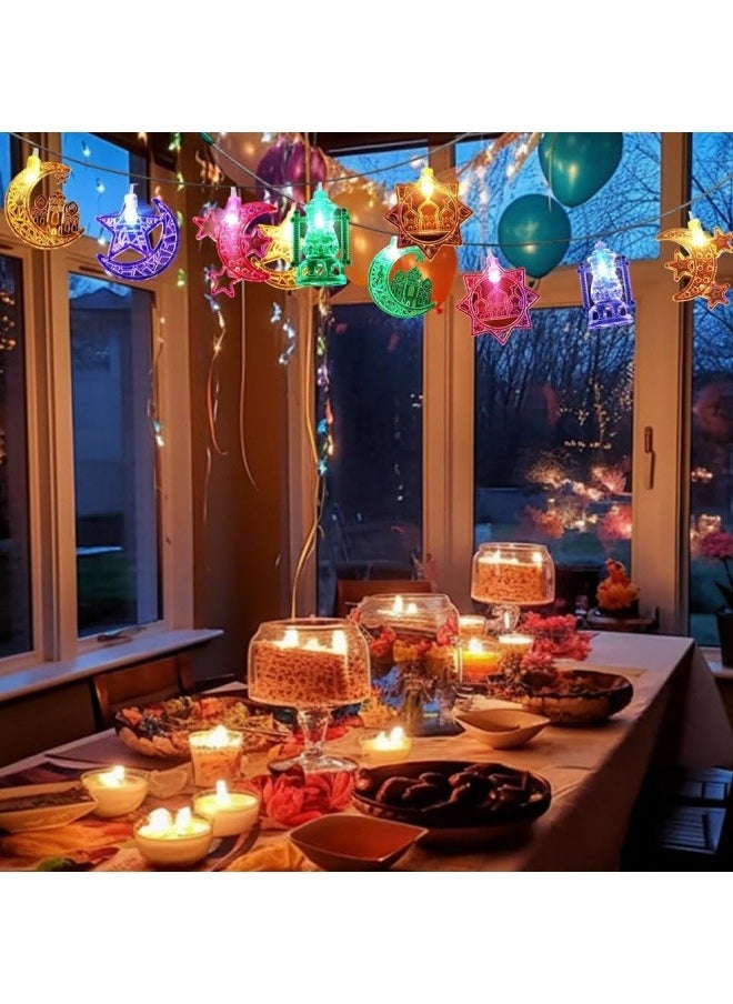 ماركة غير محددة رمضان عيد الفطر 16ft 30 LED نجوم القمر الجنيسة مصباح بطارية مصباح عيد الفطر الزخرف سلسلة، الألوان الزاهية  - Image 3