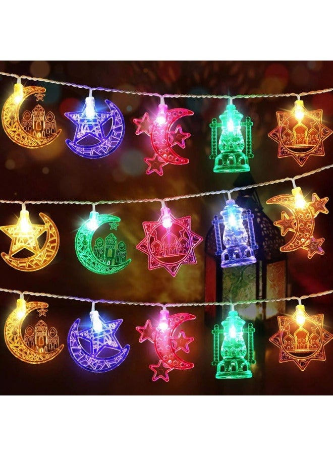 ماركة غير محددة رمضان عيد الفطر 16ft 30 LED نجوم القمر الجنيسة مصباح بطارية مصباح عيد الفطر الزخرف سلسلة، الألوان الزاهية  - Image 1