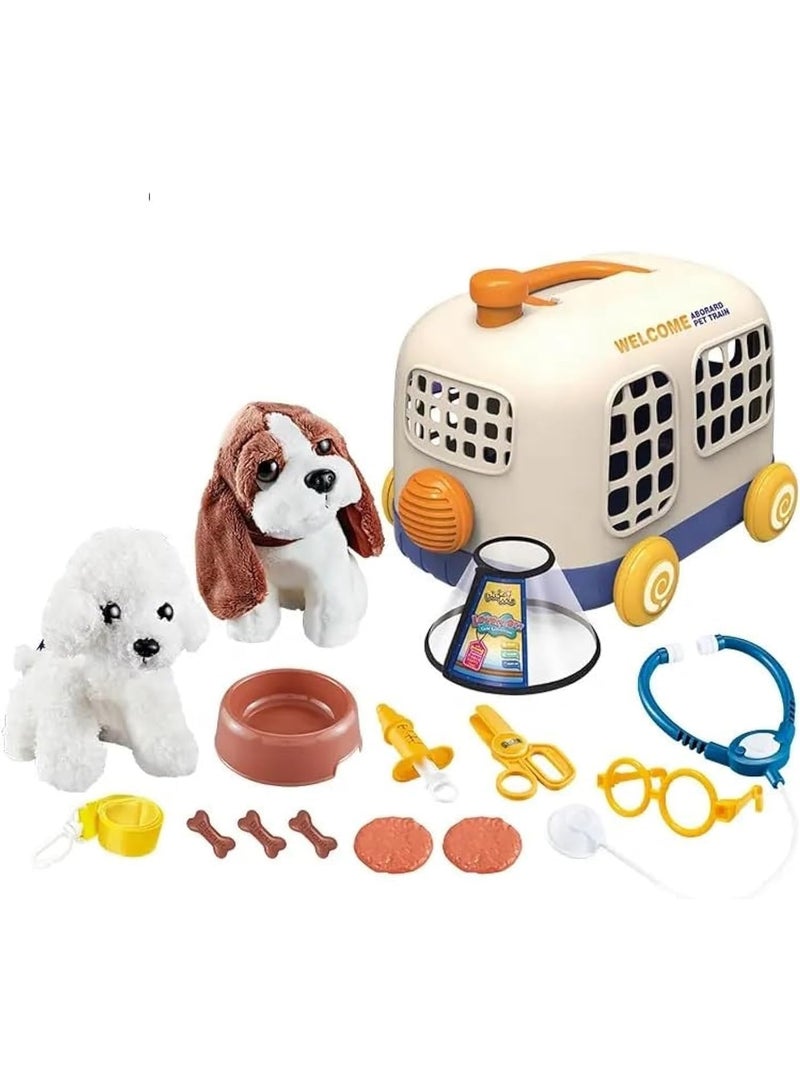 Nano Classic Pretend Play Pet Doctor Set – Kids Animal Care Toy with Carry Cage, Accessories & 1 Plush Dog – Educational Vet Role Play Kit for Children - Image 1