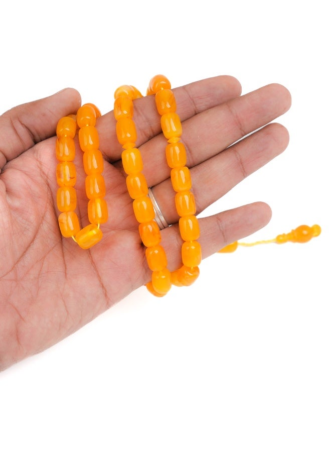 R.S Polish Amber Dust Prayer Beads, Barrel StoryPolish Amber Dust Prayer Beads, Barrel Shape, 51 Honey Marbled Beads, 51 Marbled Honey-Colored Beads - Image 3
