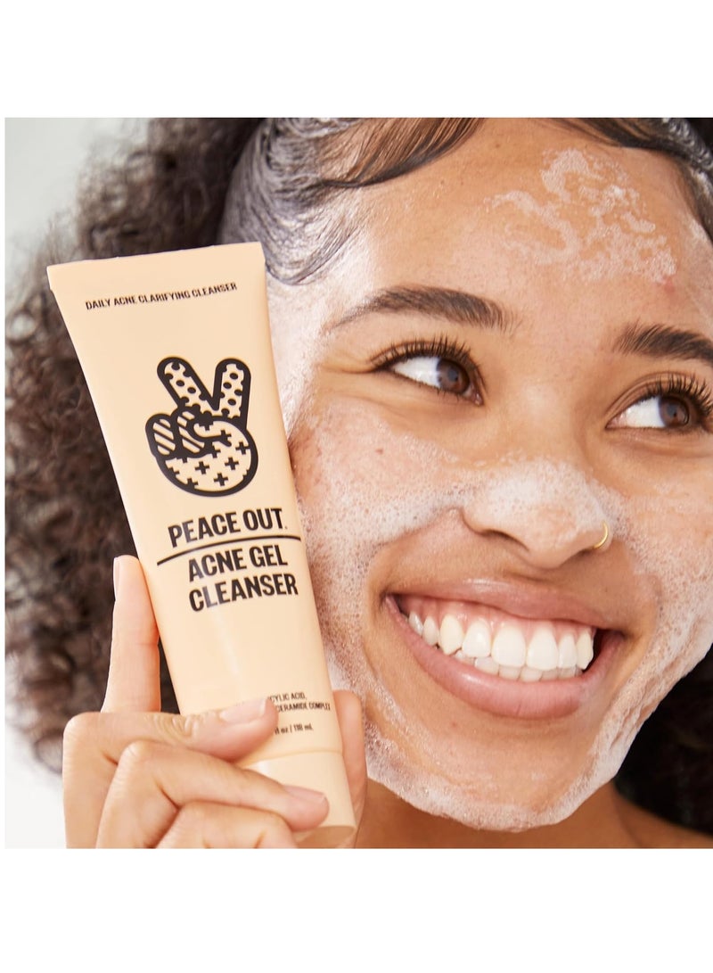 PEACE OUT Skincare Acne Gel Cleanser, Boost Skin Barrier and Help Diminish Blemishes, Daily Acne Face Wash with Salicylic Acid for Men and Women, 4 fl oz - Image 1