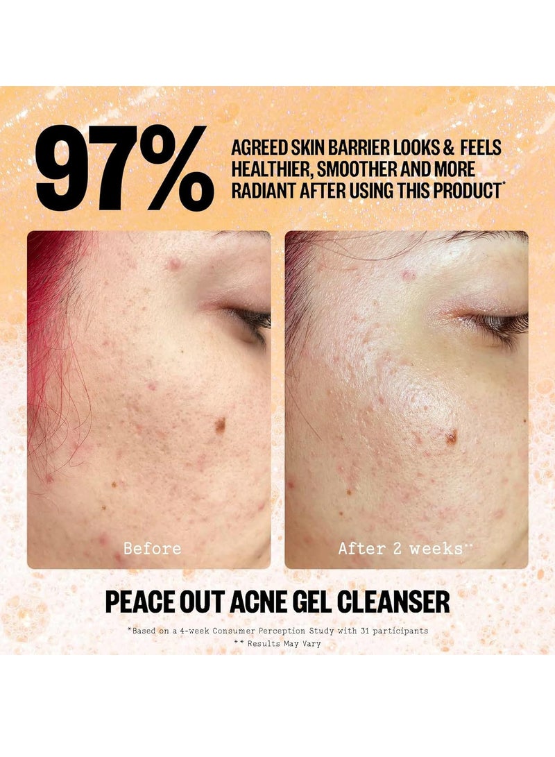 PEACE OUT Skincare Acne Gel Cleanser, Boost Skin Barrier and Help Diminish Blemishes, Daily Acne Face Wash with Salicylic Acid for Men and Women, 4 fl oz - Image 3