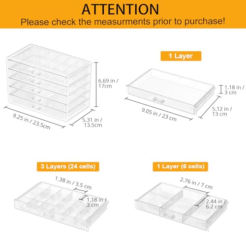 ProCase Acrylic Earrings Holder Organizer Box, Large Clear Earring Jewelry Storage Transparent Stackable Drawers Jewelry Display for Earring Ring Bracelet -Clear, 5 Layers - Image 5