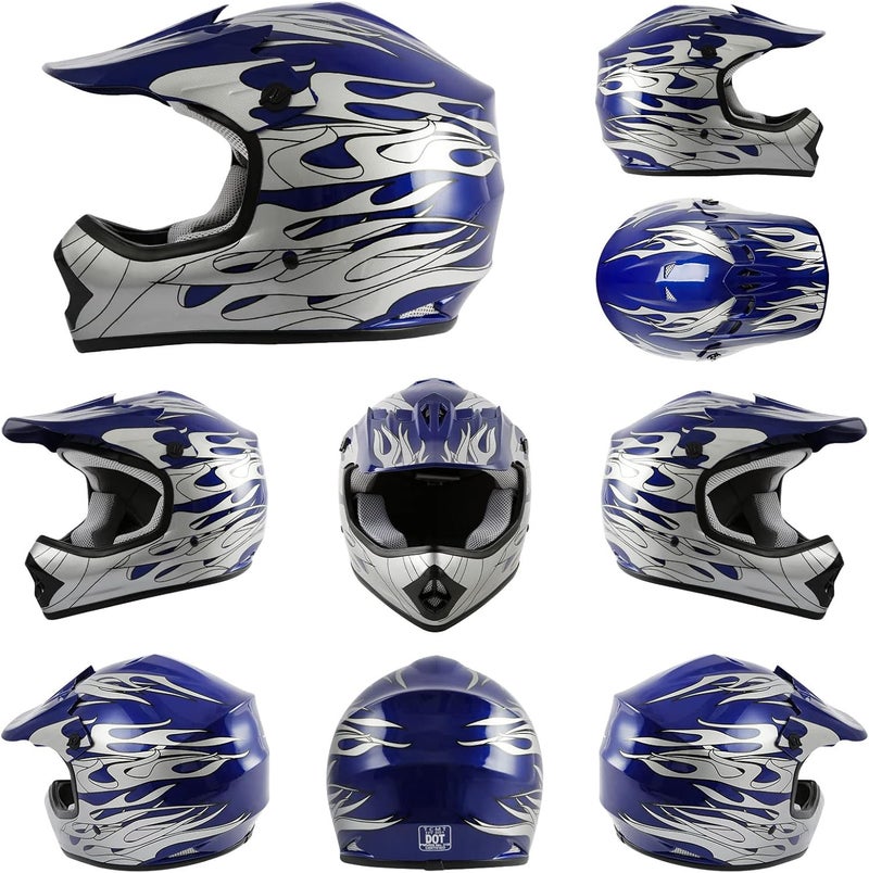 TCMT Youth & Kids Motorcycle Off-Road Full Face Helmet with Goggles and Gloves - Image 4
