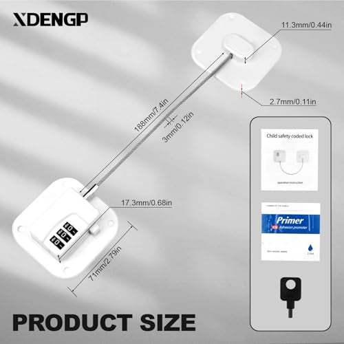 XDENGP Refrigerator Lock 2 Packs Fridge Lock Easy to Use and Install on Cabinets and Drawers Fridge Locks for Kids Safety and Security No Key Required and SurfaceFriendly White - Image 3