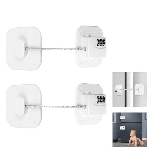 XDENGP Refrigerator Lock 2 Packs Fridge Lock Easy to Use and Install on Cabinets and Drawers Fridge Locks for Kids Safety and Security No Key Required and SurfaceFriendly White - Image 1