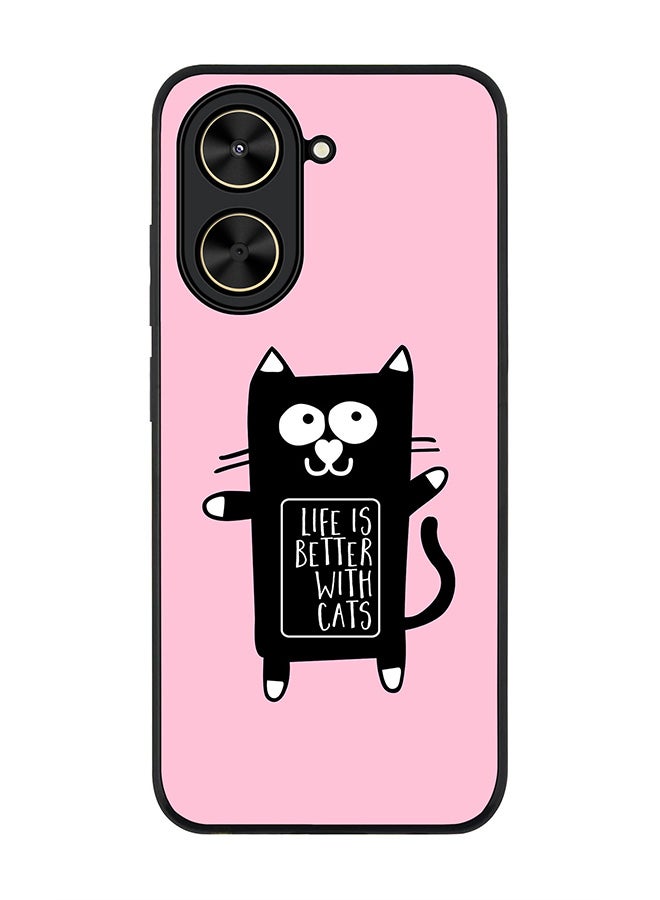 Stylizedd For Xiaomi Poco C71 / Redmi A5 4G Case,Slim fit Camera Protection, Shockproof Thin Phone cover  - Life is better with cats