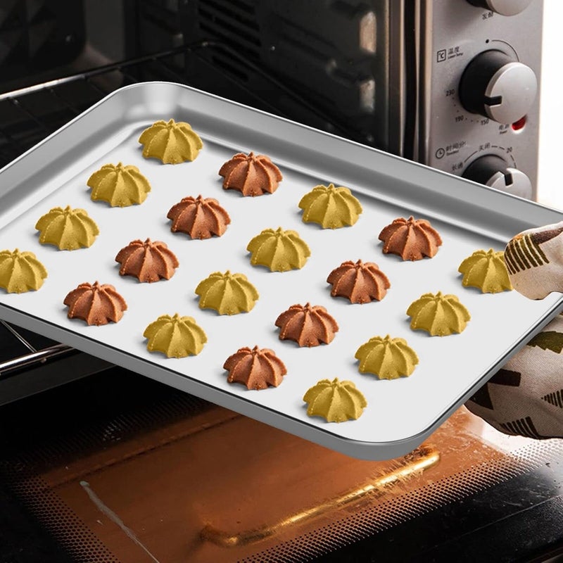 Wildone Baking Sheet with Rack Set [2 Pans + 2 Racks], Wildone Stainless Steel Cookie Sheet Baking Pan Tray with Cooling Rack, Size 9 x 7 x 1 Inch, Non Toxic & Heavy Duty & Easy Clean - Image 5
