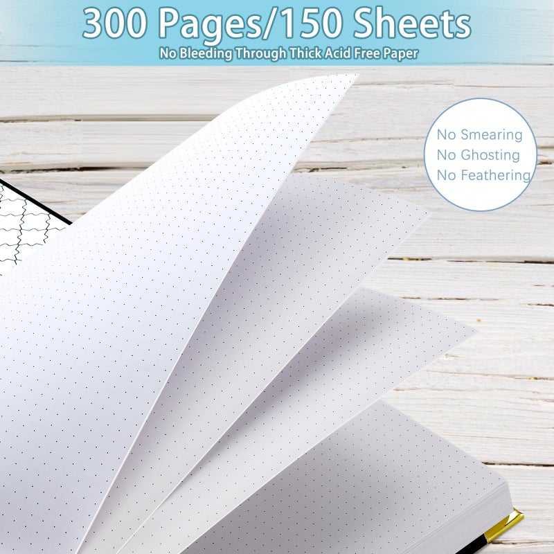 Amanple Spiral Notebook, Dotted Notebook, 8.5" x 11", 300 Page Hardcover Large Dot Grid Notebook Journal for Bullet, Thick Paper Fights Ink Bleed, A4 Leather Journal for Women Men, 24 PCS Tabs, Light Blue - Image 2
