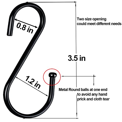 DINGEE Black Heavy Duty Metal S Shaped Hooks - 10 Pack 3.5 Inch, Hanging Hooks for Clothes, Kitchen Pot Rack, Closet, Jeans, Bags, Utility, Cups, Garden - Image 2