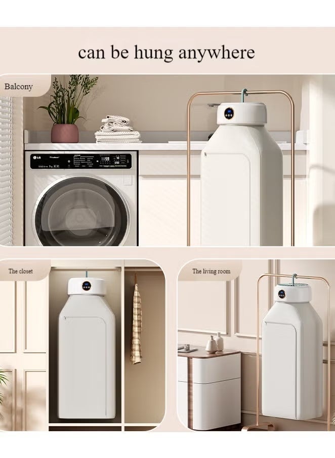 Quick drying: Mini dryer 600w110v, powerful airflow and efficient heating system, can dry clothes in a shorter time, temperature control protection, safe and reliable. Portable and convenient: This mini dryer is suitable for apartments, dormitories, RVs, or travel. It is lightweight, easy to move, foldable, and easy to store in suitcases, cabinets, and more. 8-hour free timer: This portable dryer can be timed freely for 8 hours, allowing you to choose the drying time according to your needs. It stops automatically at the designated time, making it worry free and without supervision. 68 ℃ constant temperature drying: Our dryer has an intelligent temperature control system, which can dry at a constant temperature of 68 ℃ quickly without damaging the clothes. Dry the short and thin clothes for about 30 minutes. Multi level temperature regulation: multiple temperatures for gentle drying, caring for clothes of different materials. Choose different drying times according to different materia - Image 3