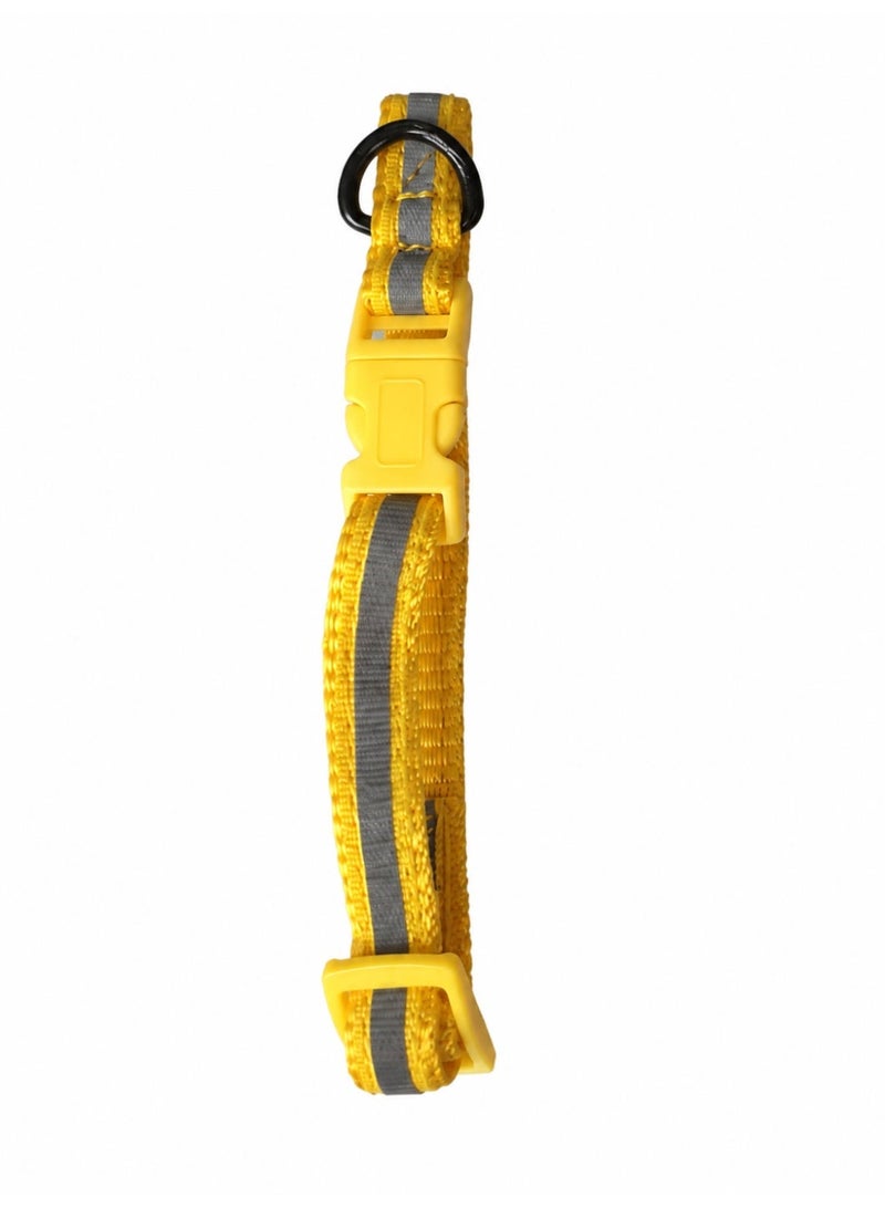 Bravo Reflective Nylon Collar for Small Dogs, Adjustable Neck Size up to 35cm (14in), Available in Yellow, Orange and Red - Image 2