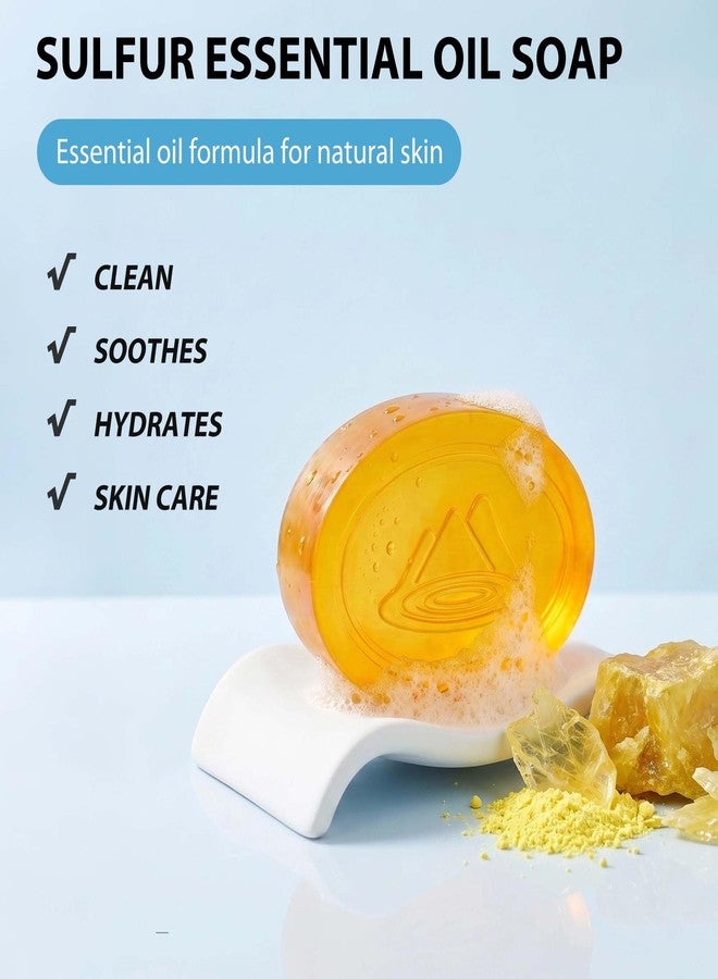 Bee & Flower Sulfur Soap with Essential Oils Sulphur Soap Bar Helps with Acne, Oily Skin, Blackheads, Gentle Cleansing Sulphur Bar Soaps for Face and Body - 3.5 oz (3 bars/box) - Image 2