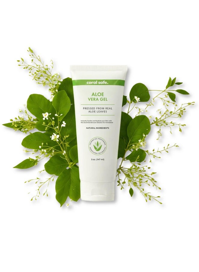 Coral Safe - Coral Safe Pure Aloe Vera Gel For Face & Body, Made with Organic Aloe, Pressed from Fresh Aloe Leaves - 99% Aloe - for Hair, Skin & Sunburn Relief, Hydrating, Non-Greasy Formula, Unscented, 5 oz - Image 1