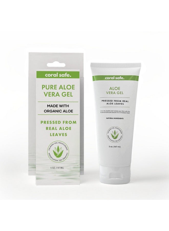 Coral Safe - Coral Safe Pure Aloe Vera Gel For Face & Body, Made with Organic Aloe, Pressed from Fresh Aloe Leaves - 99% Aloe - for Hair, Skin & Sunburn Relief, Hydrating, Non-Greasy Formula, Unscented, 5 oz - Image 1