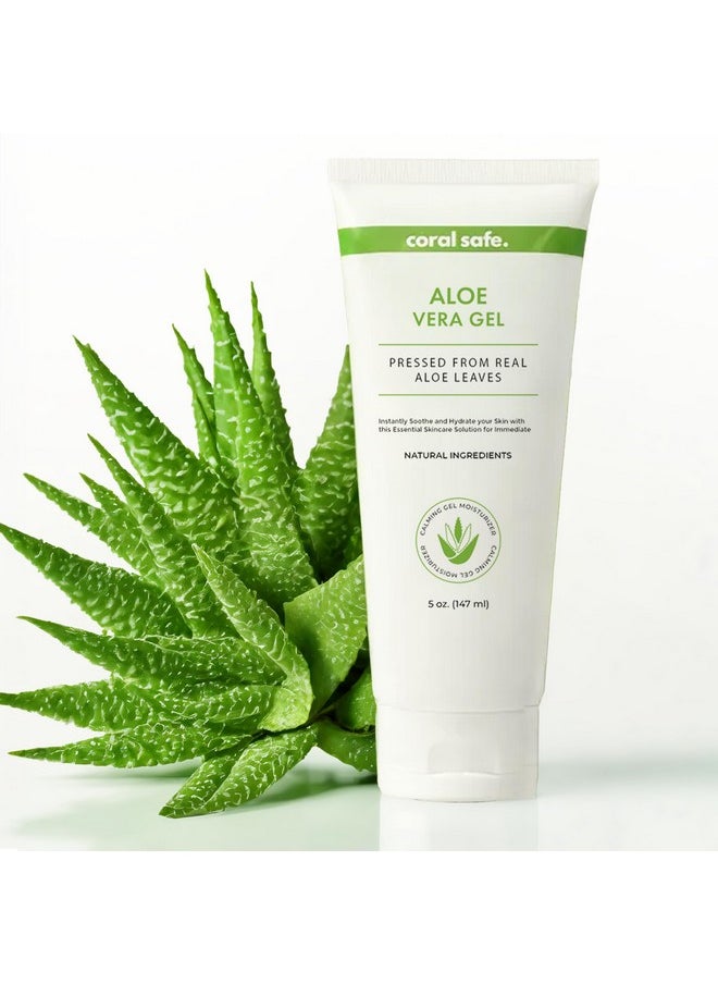 Coral Safe - Coral Safe Pure Aloe Vera Gel For Face & Body, Made with Organic Aloe, Pressed from Fresh Aloe Leaves - 99% Aloe - for Hair, Skin & Sunburn Relief, Hydrating, Non-Greasy Formula, Unscented, 5 oz - Image 1