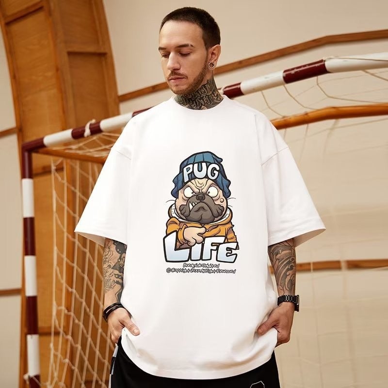 M2 Pure Cotton 2023 Men'S Oversize American Fashion Brand Fat Plus Size Loose Arrow Black Short Sleeve T-Shirt Half Sleeve - Image 1