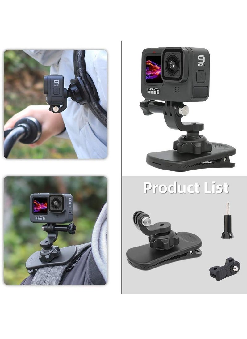 SYOSI - Backpack Strap Mount Quick Clip for Camera, 360° Rotation Clamp Hero 11 10 9 8 7 6, fusion and DJI Osmo Action 3 2, AKASO Campark Crosstour Cameras - Image 1