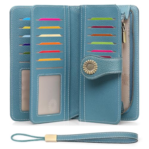 SENDEFN Wallets for Women Leather Credit Card Holder with RFID Blocking Large Capacity Wristlet - Image 2