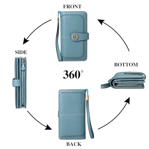 SENDEFN Wallets for Women Leather Credit Card Holder with RFID Blocking Large Capacity Wristlet - Image 5