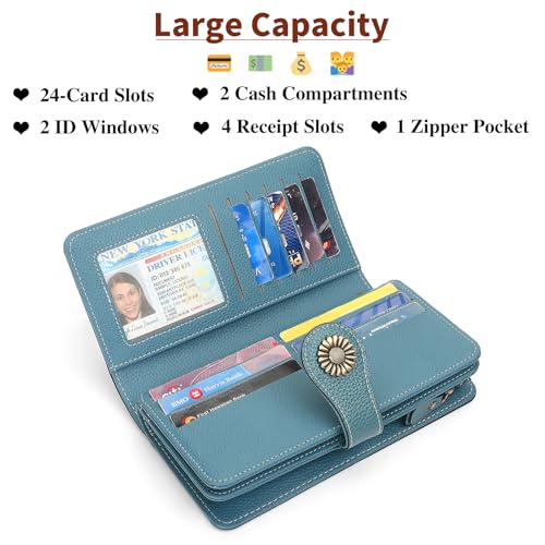 SENDEFN Wallets for Women Leather Credit Card Holder with RFID Blocking Large Capacity Wristlet - Image 4