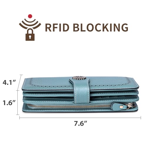 SENDEFN Wallets for Women Leather Credit Card Holder with RFID Blocking Large Capacity Wristlet - Image 3