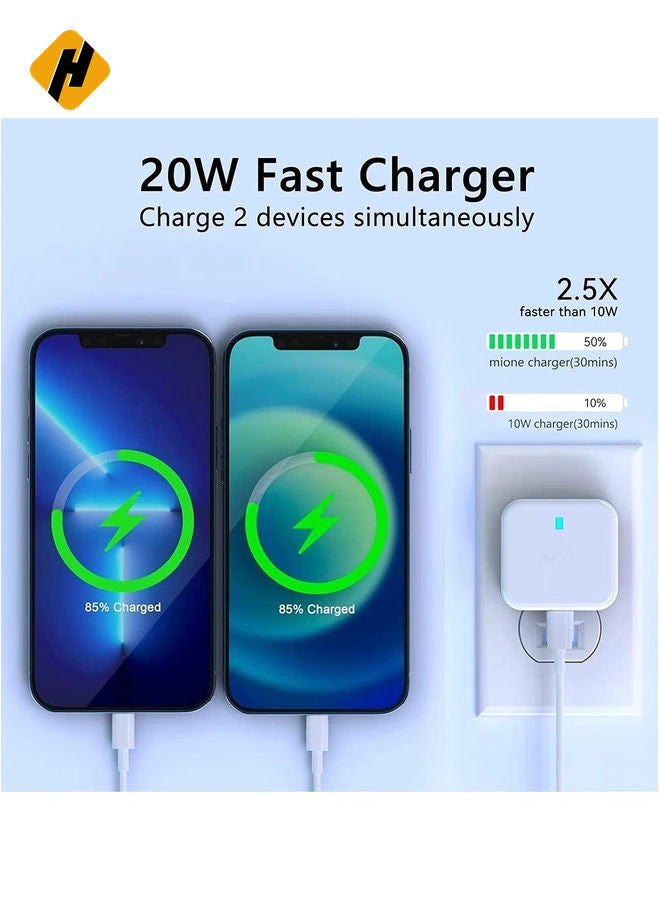 HuHa 20W USB C Charger Block, 2-Ports [USB-C + USB] Charging Station, QC PD3.0 GaN Fast Charging Block, Type C Power Adapter for iPad Pro/iPhone/Samsung Note/Galaxy (Not with Cable)  - Image 4
