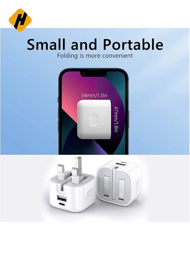 HuHa 20W USB C Charger Block, 2-Ports [USB-C + USB] Charging Station, QC PD3.0 GaN Fast Charging Block, Type C Power Adapter for iPad Pro/iPhone/Samsung Note/Galaxy (Not with Cable)  - Image 5