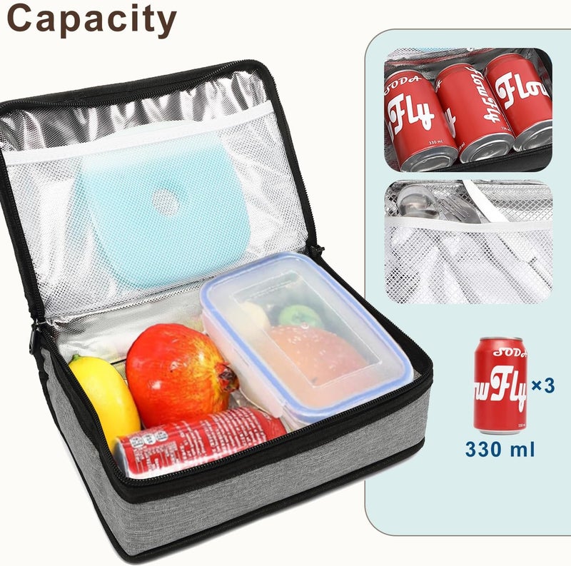 FlowFly Small Insulated Lunch box Portable Soft Bag Mini Cooler Thermal Meal Tote Kit with Handle for Work & School, Heather Grey - Image 5