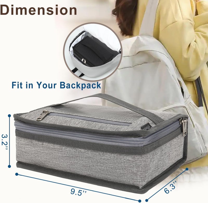 FlowFly Small Insulated Lunch box Portable Soft Bag Mini Cooler Thermal Meal Tote Kit with Handle for Work & School, Heather Grey - Image 4