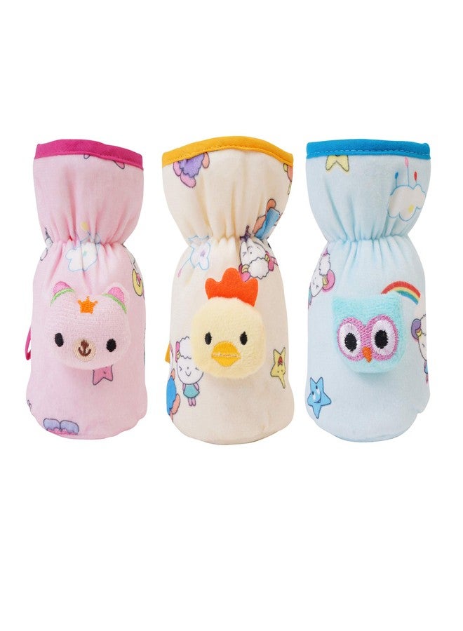 MW PRINTS Soft Plush Stretchable Baby Feeding Bottle Cover Easy to Hold with Attractive Cartoon (Pack of 3) (60-125 Ml) - Image 1