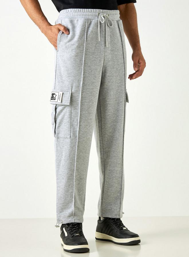 Starter Logo Applique Relaxed Fit Cargo Joggers with Drawstring Closure - Image 1