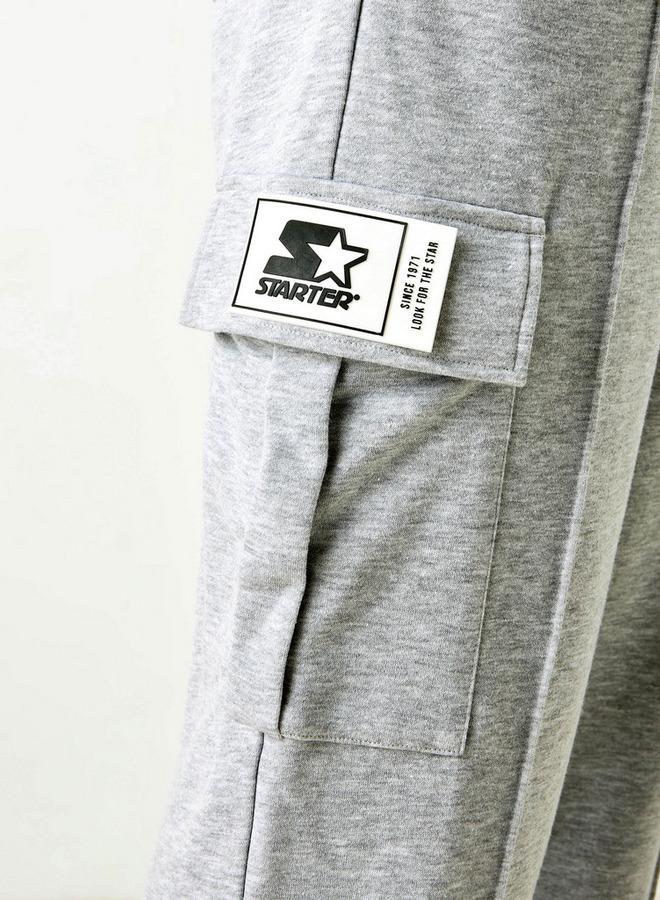 Starter Logo Applique Relaxed Fit Cargo Joggers with Drawstring Closure - Image 4