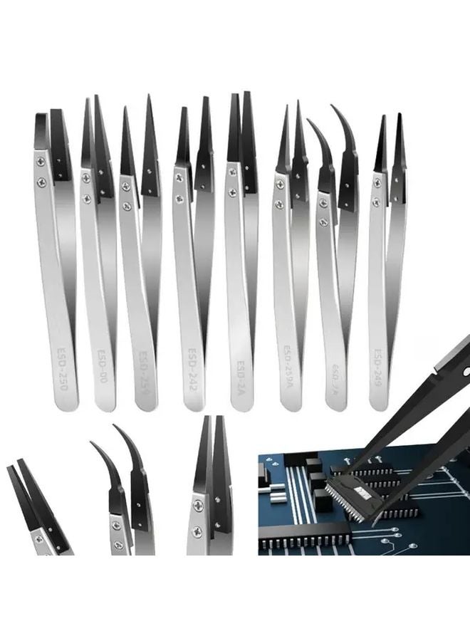 Precision ESD 2A ملقط مضاد للكهرباء الساكنة من ألياف الكربون 0.5 مم مع رأس قابل للاستبدال للإلكترونيات - Image 2