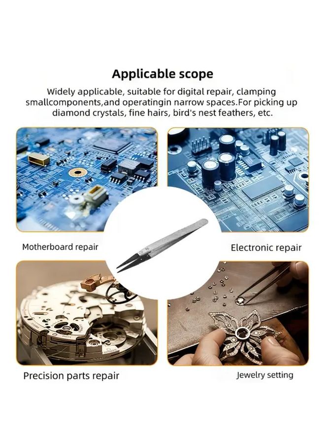 Precision ESD 2A ملقط مضاد للكهرباء الساكنة من ألياف الكربون 0.5 مم مع رأس قابل للاستبدال للإلكترونيات - Image 5