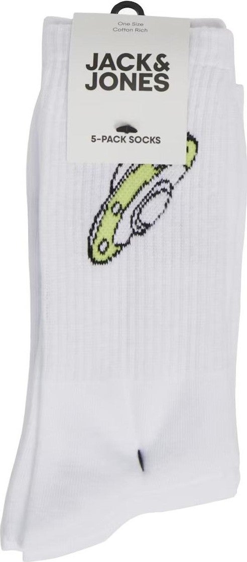 Jack Jones 12240536 Jacathletic Space Tennis Socks 5 Pack White - Image 1