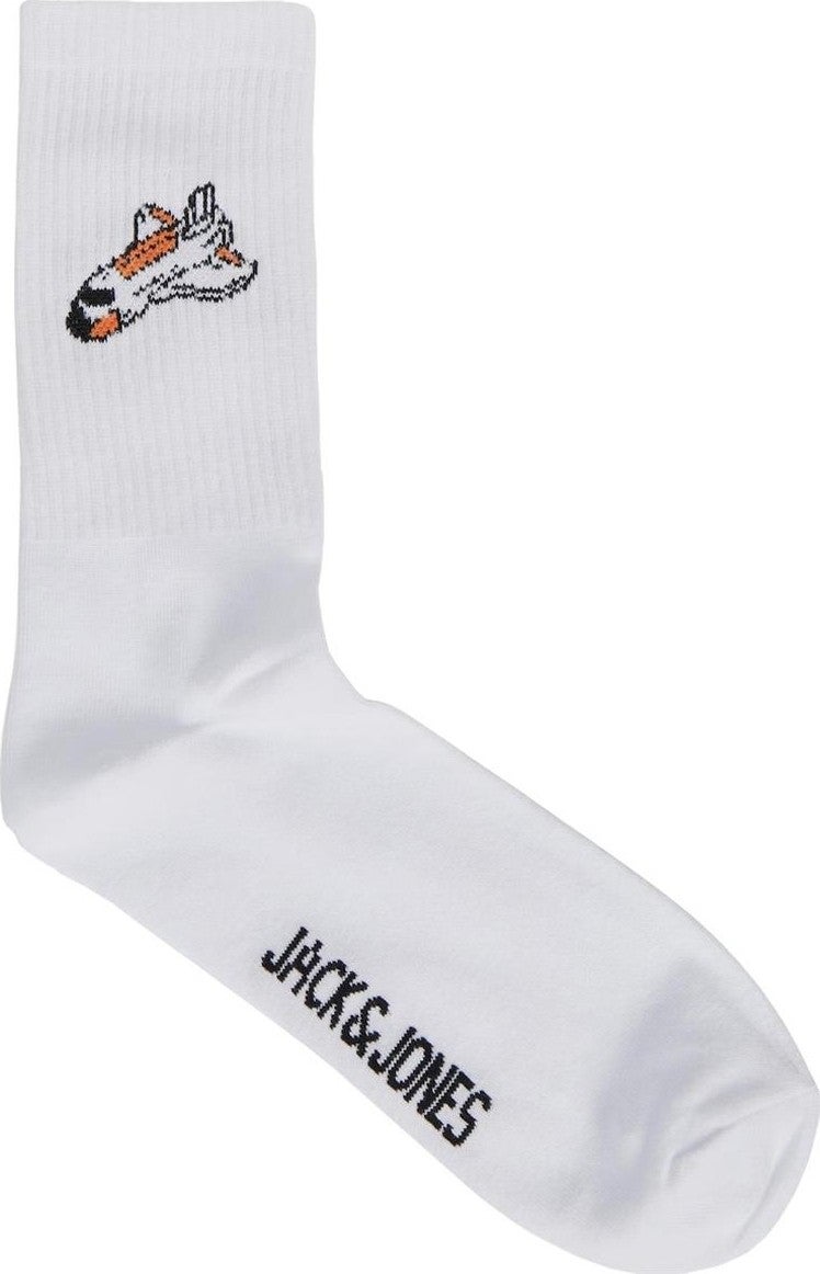 Jack Jones 12240536 Jacathletic Space Tennis Socks 5 Pack White - Image 4