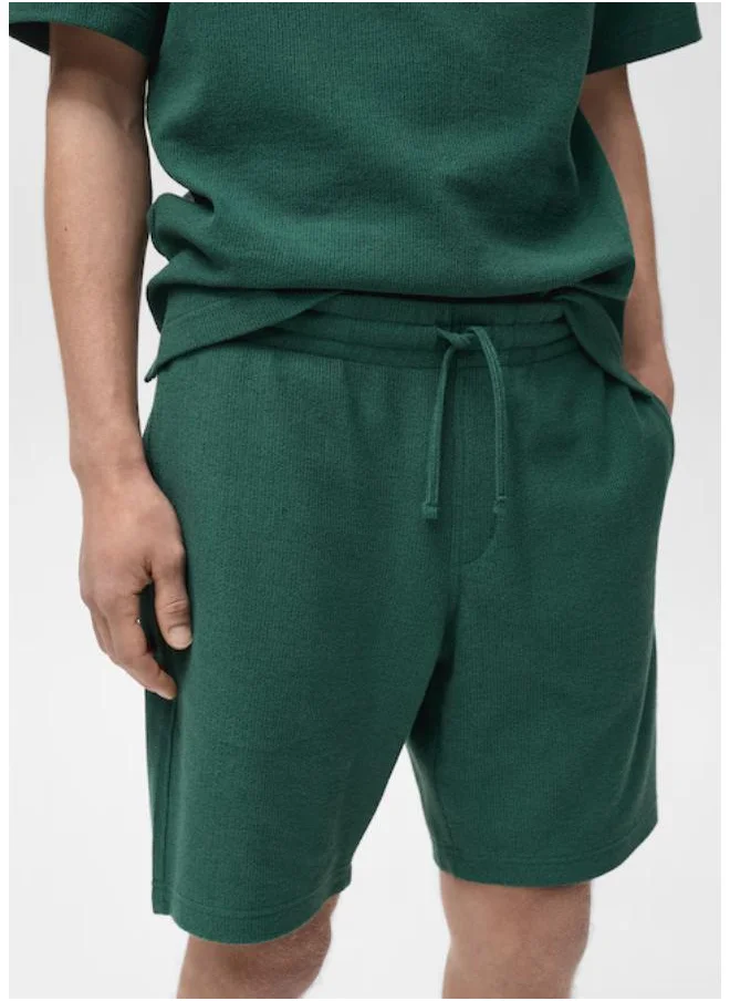 مانجو مان Drawstring Textured Bermuda Shorts