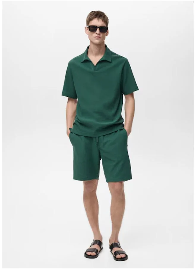 مانجو مان Drawstring Textured Bermuda Shorts