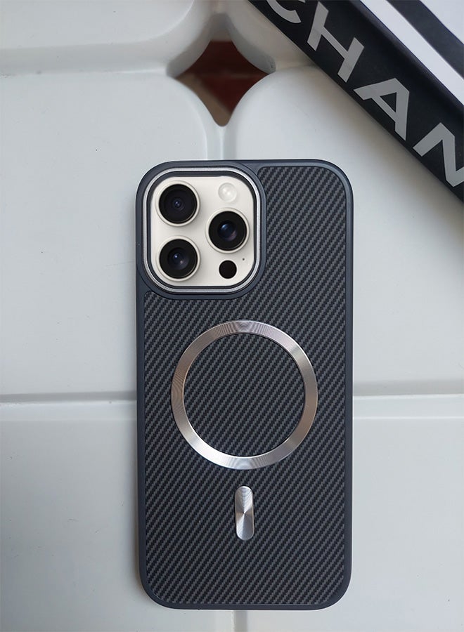 Magnetic Carbon Fiber Back Case for iPhone 12 Pro Max, Rugged Shockproof MagSafe Phone Case, Ultra Slim Case with Padded Interior to Prevent Your Phone's Back from Scratches, Supports Wireless Charging, Heavy Duty Protection and Anti-Scratch, for iPhone 12 Pro Max - Grey  - Image 3