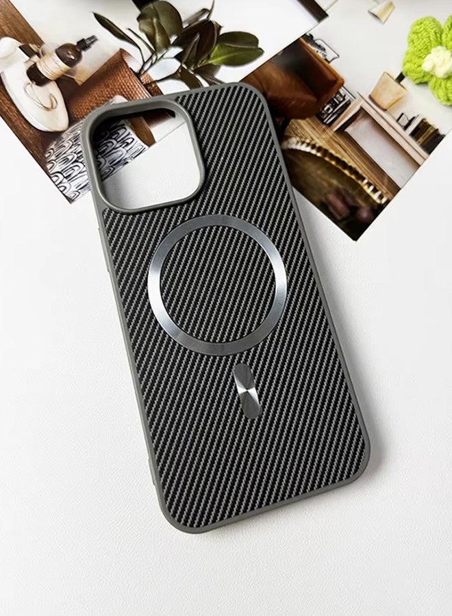 Magnetic Carbon Fiber Back Case for iPhone 12 Pro Max, Rugged Shockproof MagSafe Phone Case, Ultra Slim Case with Padded Interior to Prevent Your Phone's Back from Scratches, Supports Wireless Charging, Heavy Duty Protection and Anti-Scratch, for iPhone 12 Pro Max - Grey  - Image 5