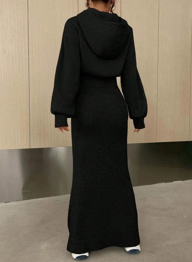 تايك تو طقم جاكيت هودي وفستان طويل ضيق