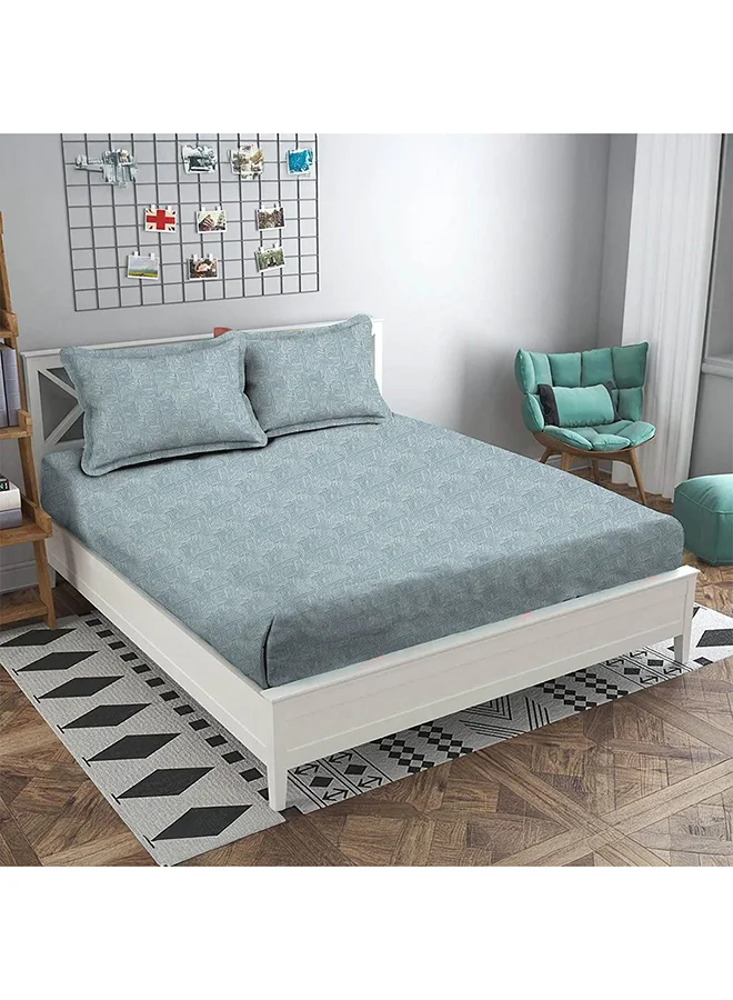 DANUBE HOME Danube Home Albany Super King Bed Fitted Sheet Set 200x200+30 cm/50x75+15 cm Merritt Blue | 80 Cotton; 20 Lyocell Bedding Set For Bedroom